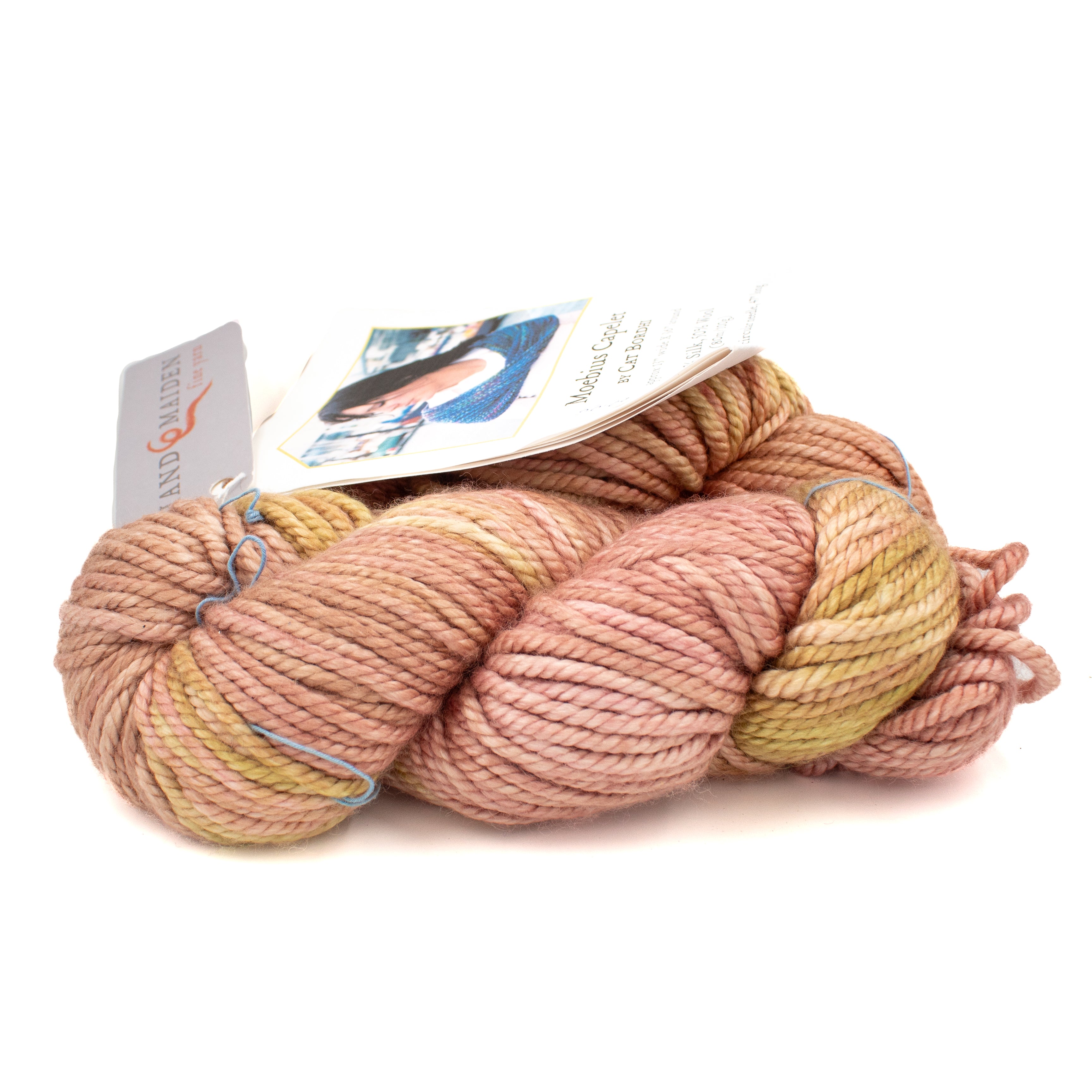 Moebius Cowl Kit by Cat Bordhi x Handmaiden Grande Godiva in Pink and Yellow