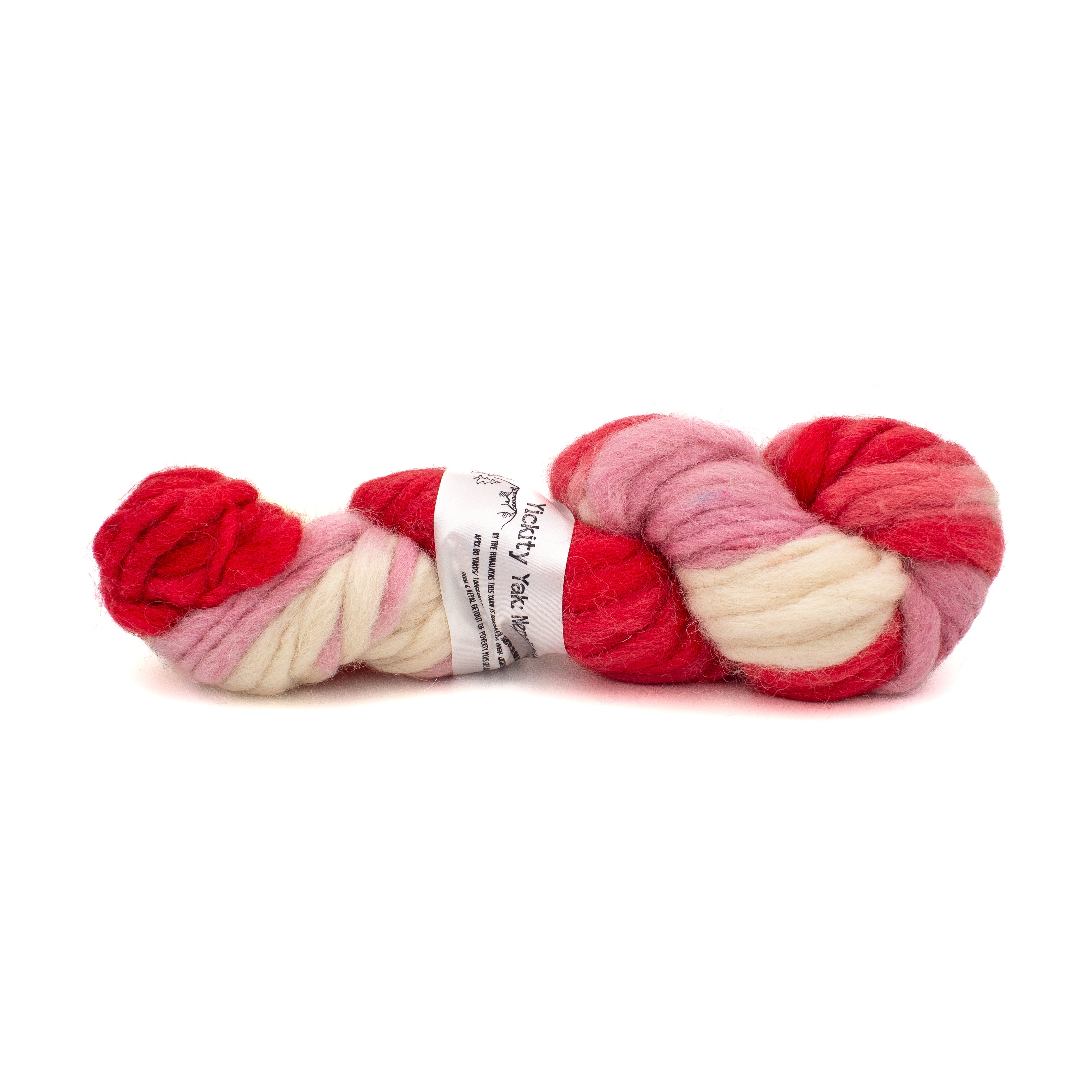 Darn Good Yarn Variegated Thick and Thin Wool Yarn in Red + Pink