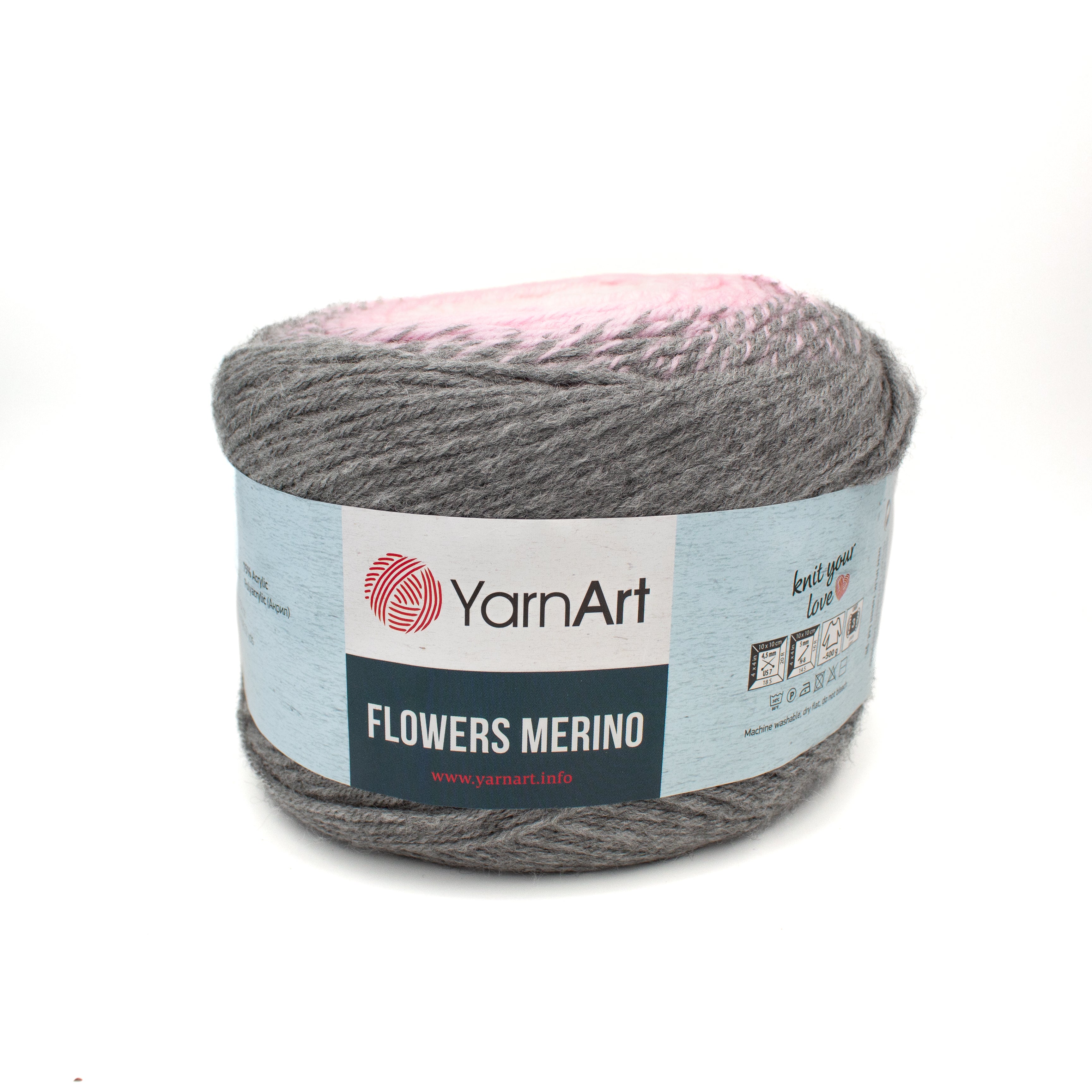Yarn Art Flowers Merino in Grey Pink Multi
