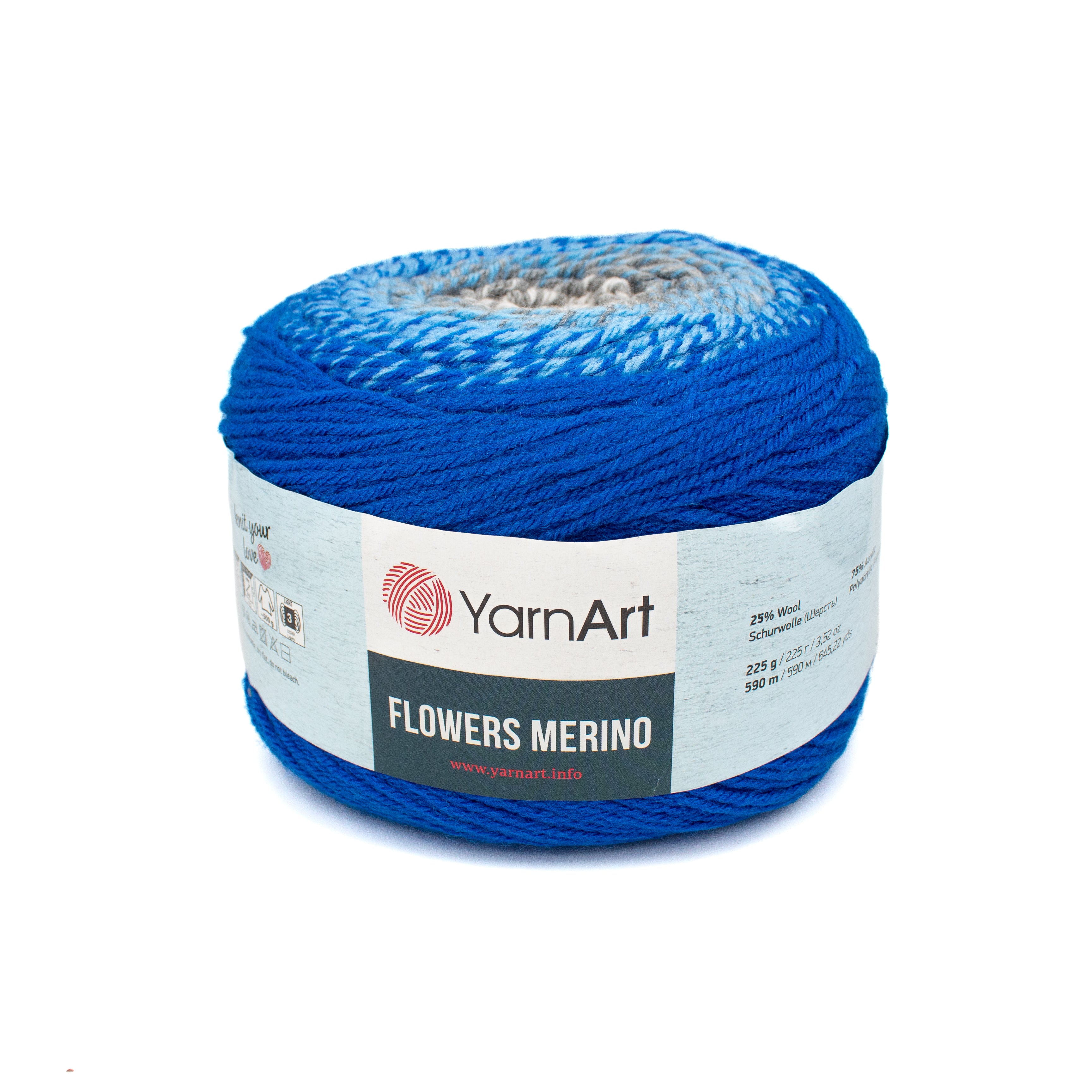 Yarn Art Flowers Merino in Blue Grey Multi