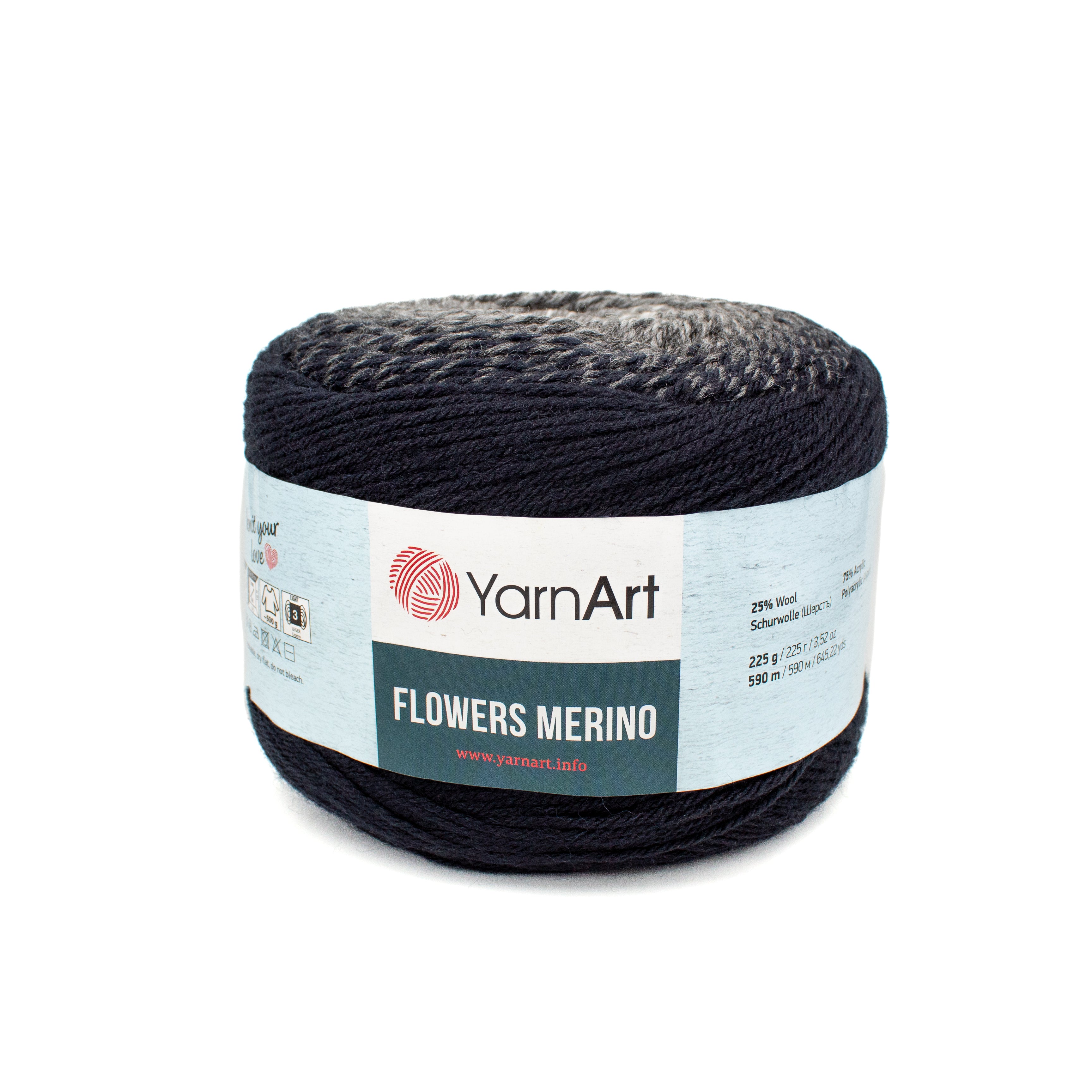 Yarn Art Flowers Merino in Black Grey Multi