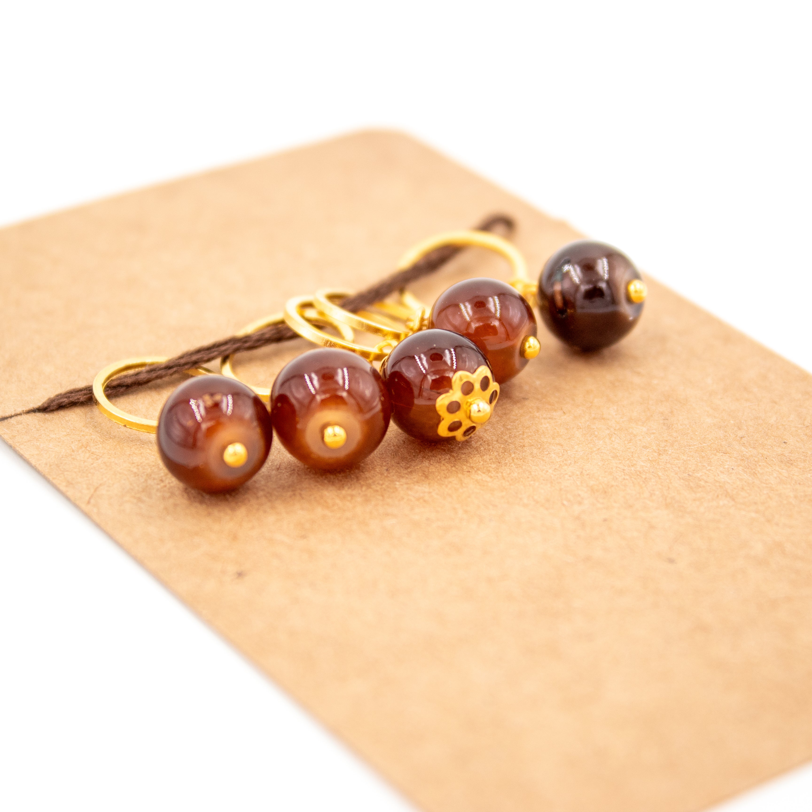 Amber Found Bead Stitch Marker Set