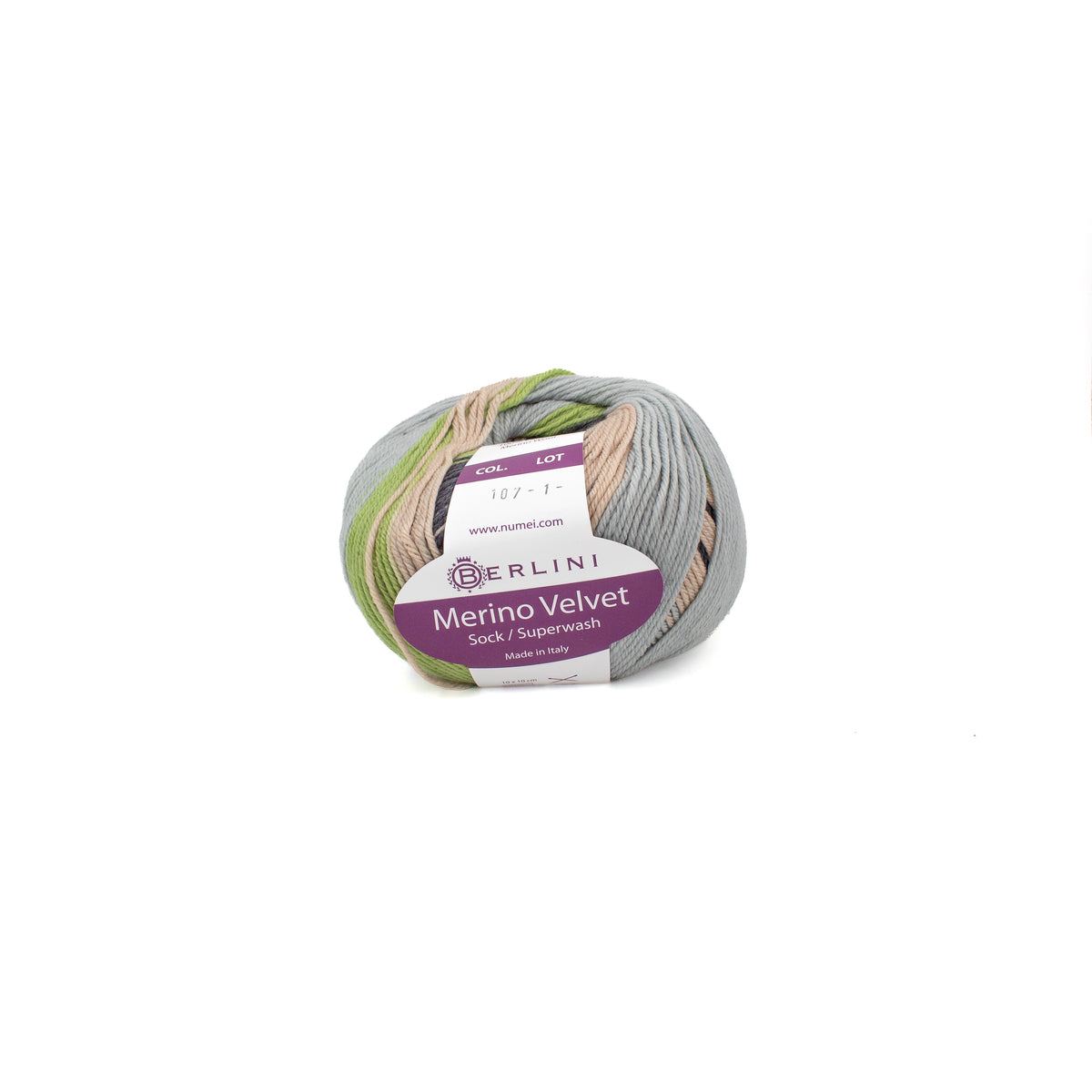 Berlini Merino Velvet Sock Superwash in Grey Green Beige (107)