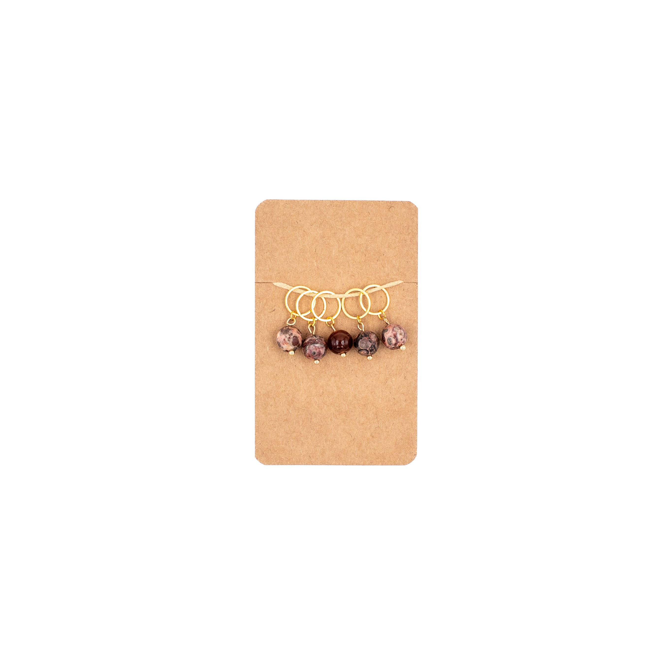 Found Agate and Glass Bead Stitch Marker Set