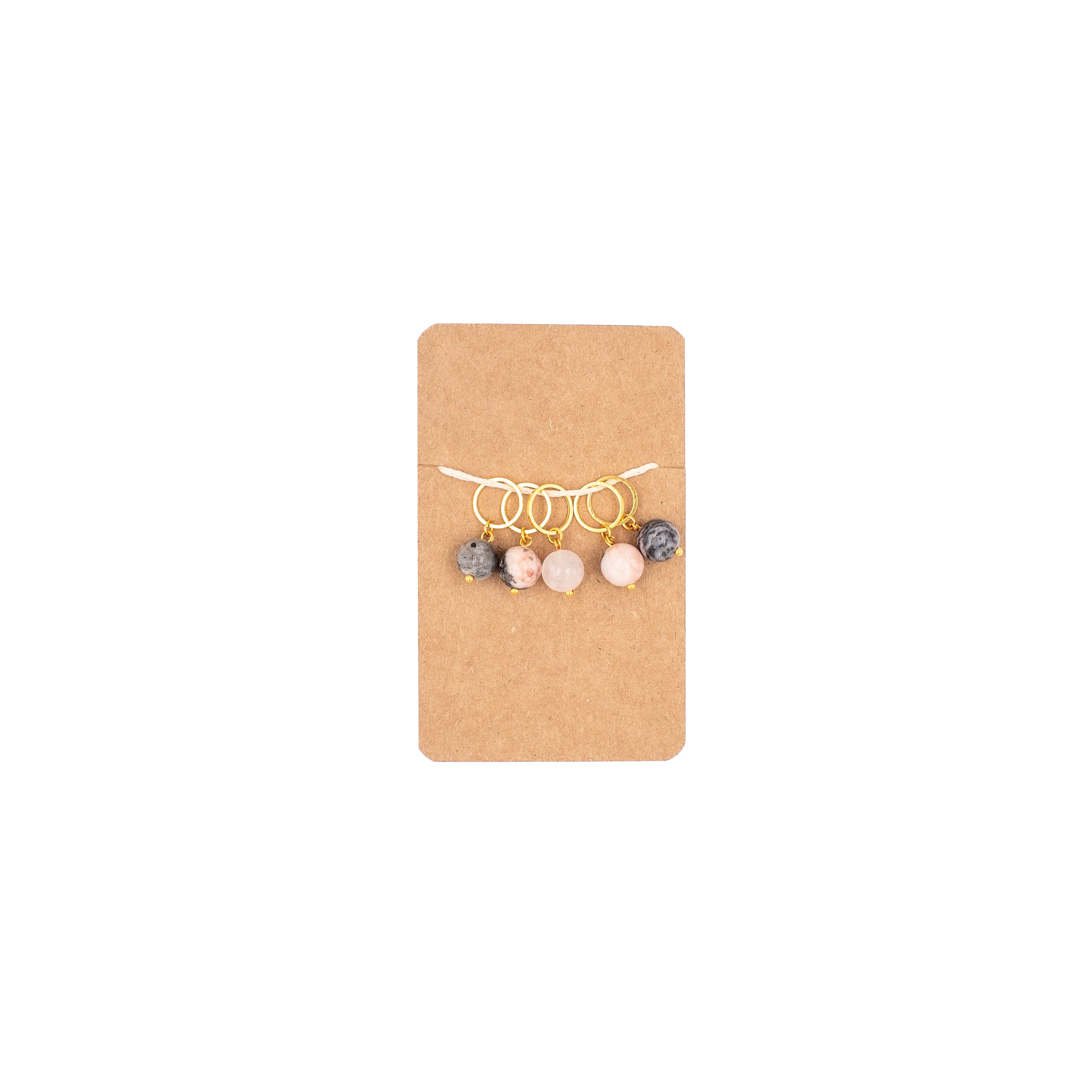 Found Pink Zebra Jasper Stitch Marker Set