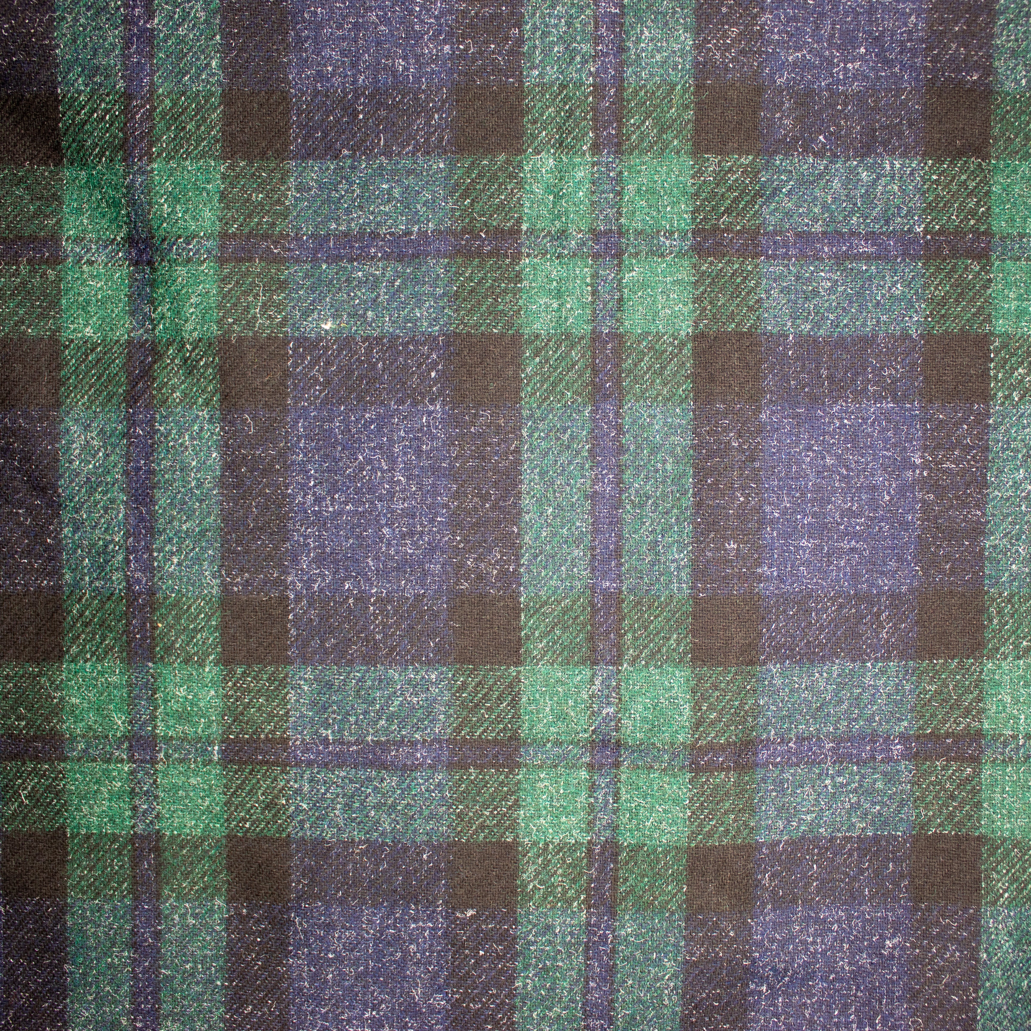 Navy & Green Plaid Suiting Woven
