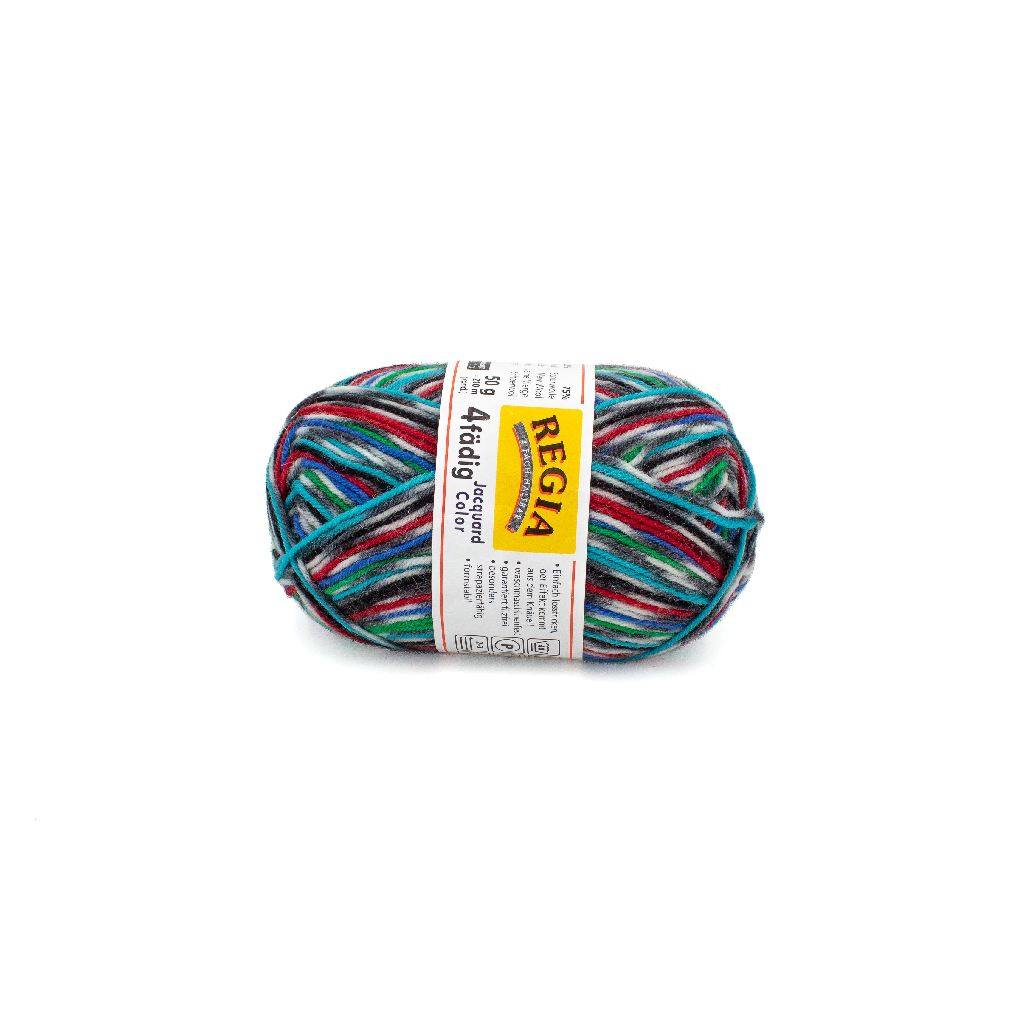 Regia 4-fadig Jacquard Color in Red Blue Green