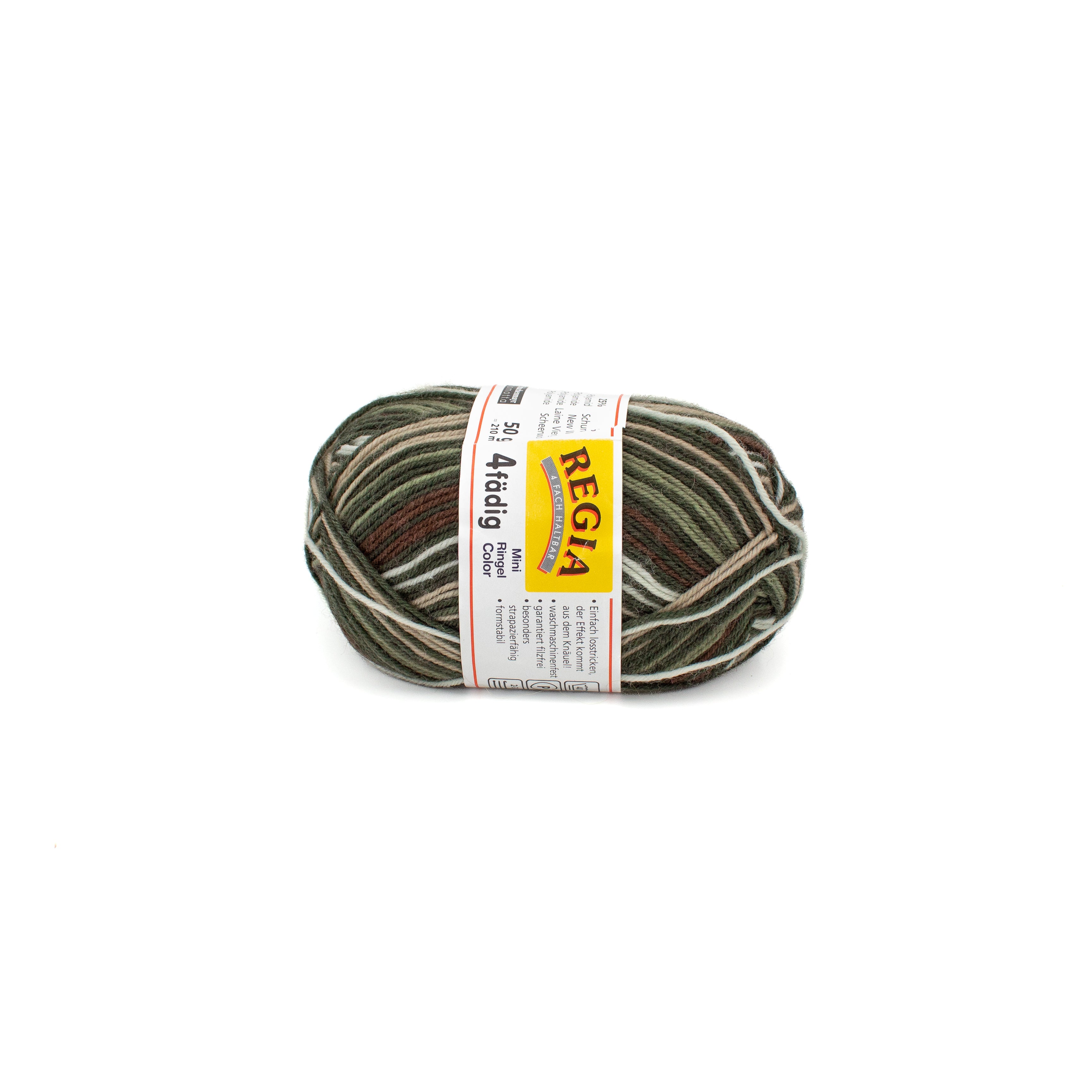 Regia 4-fadig Jacquard Color in Olive Brown White