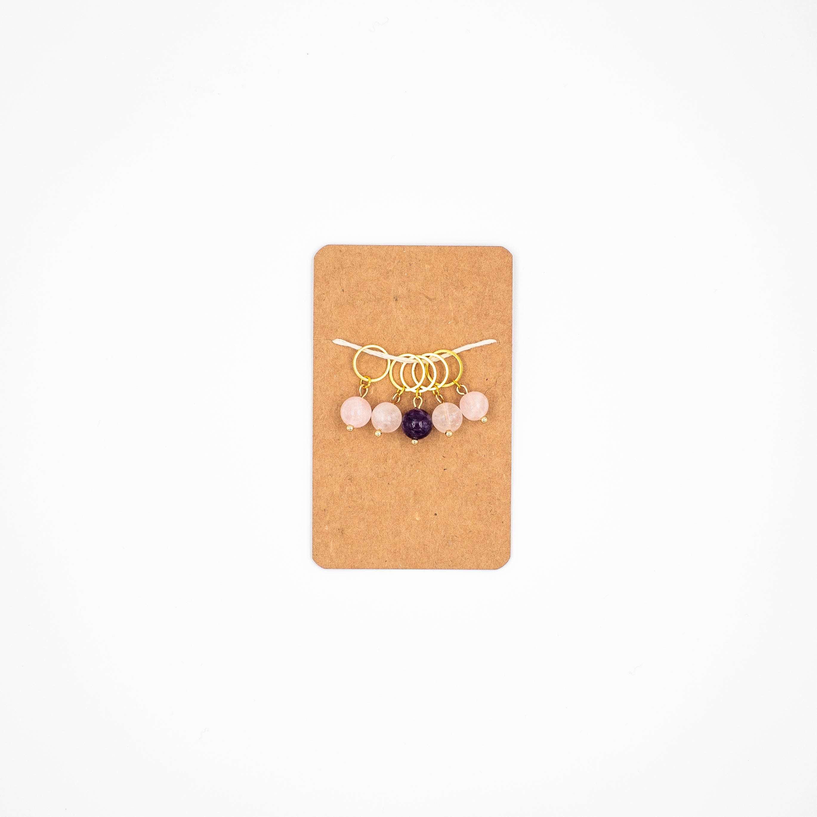 Rose Quartz + Amethyst Found Bead Stitch Marker Set