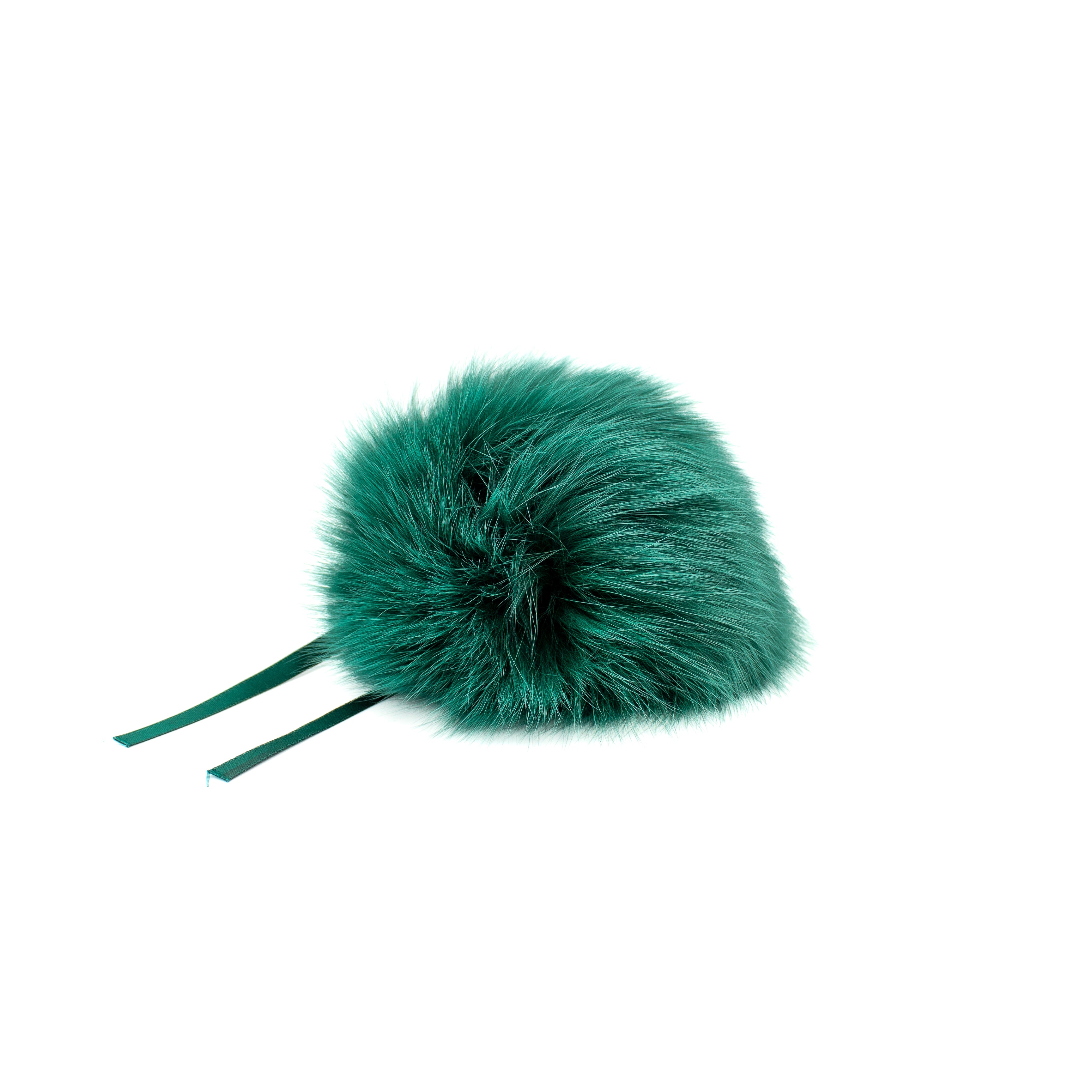 Perfect Pom Fur Pom Pom w/ Satin Tie in Jade