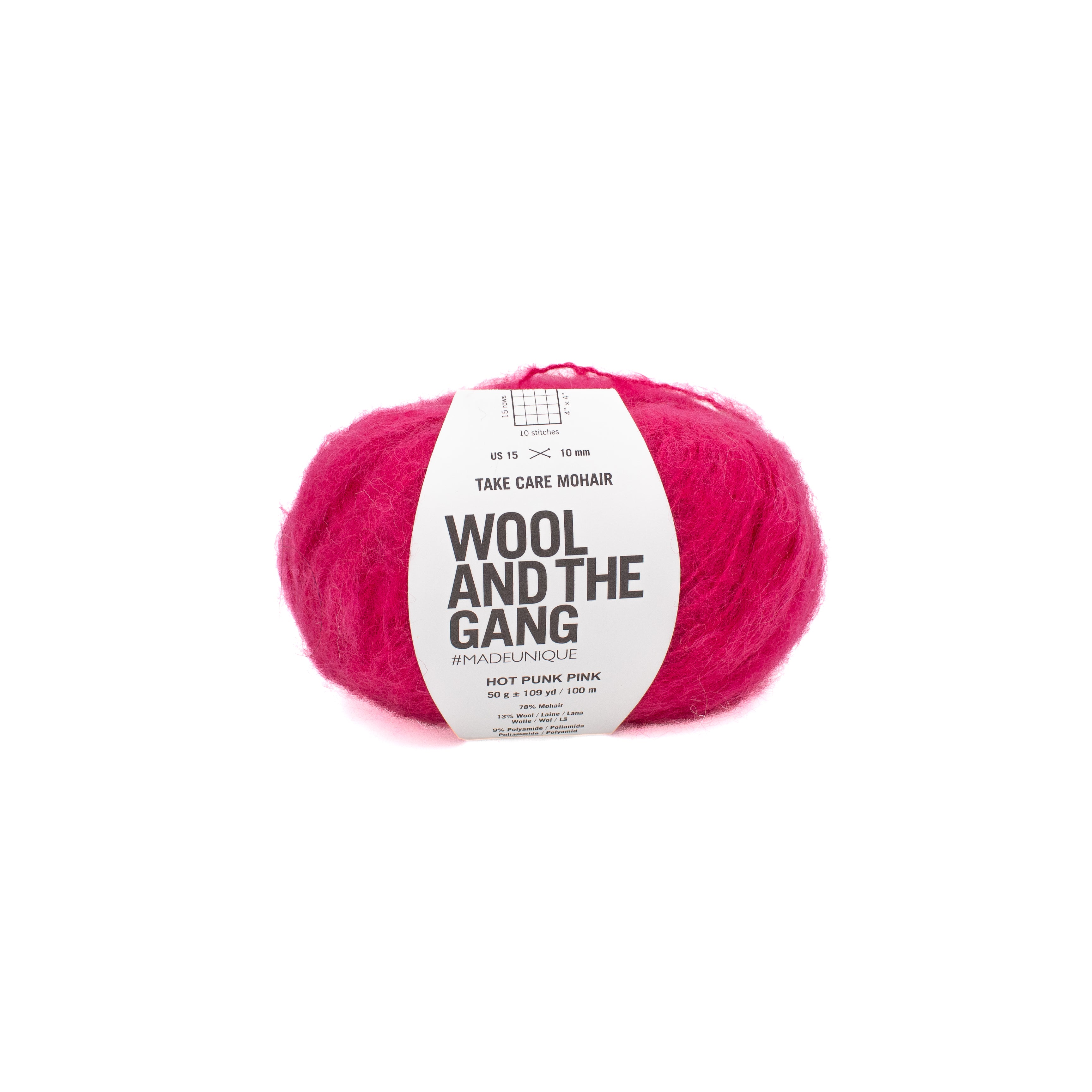 Wool and the Gang Take Care Mohair in Hot Punk Pink