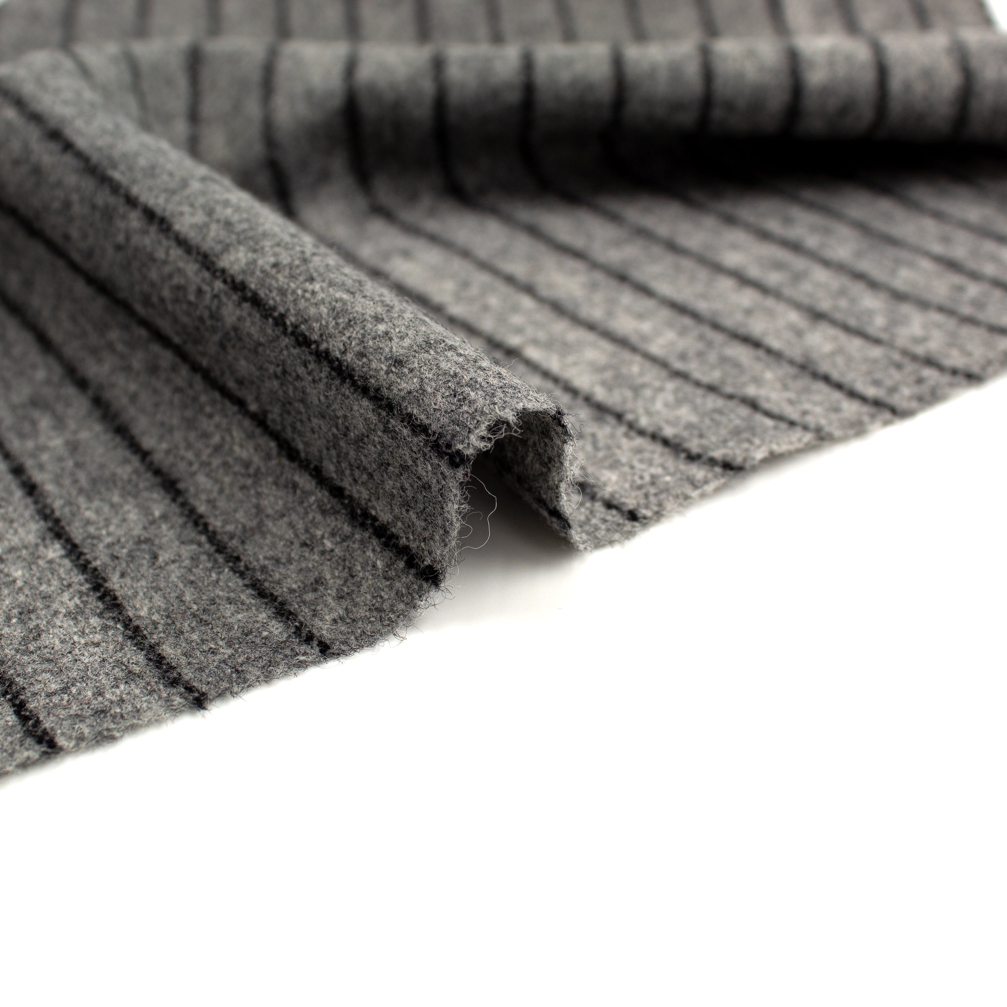 Japanese Wool Coating - Grey with Navy Pin