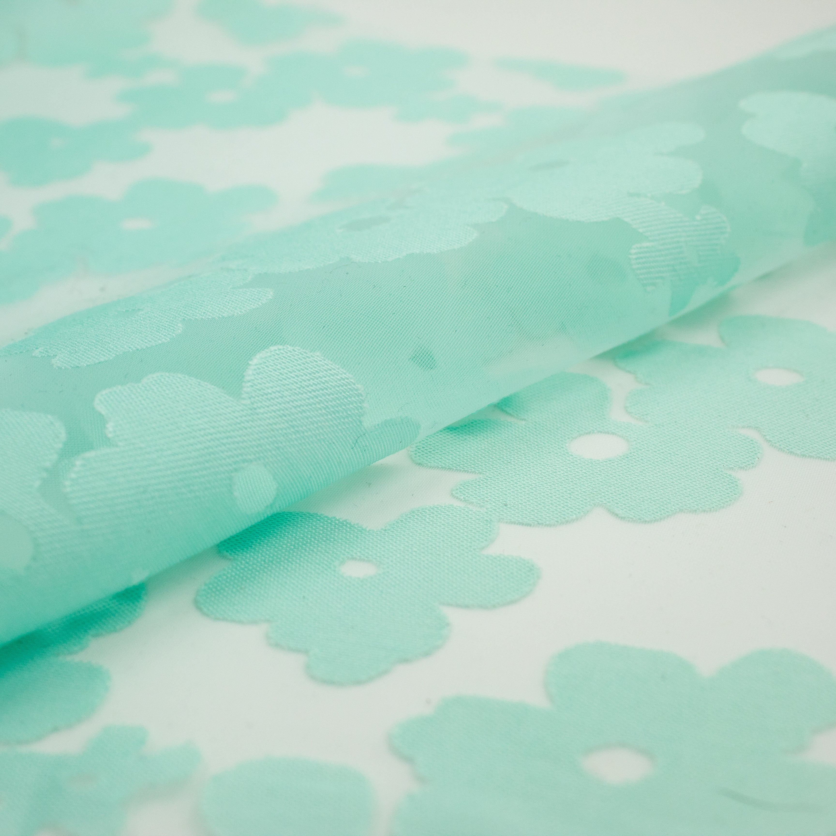 Organza Burnout Jacquard in Aqua Mint