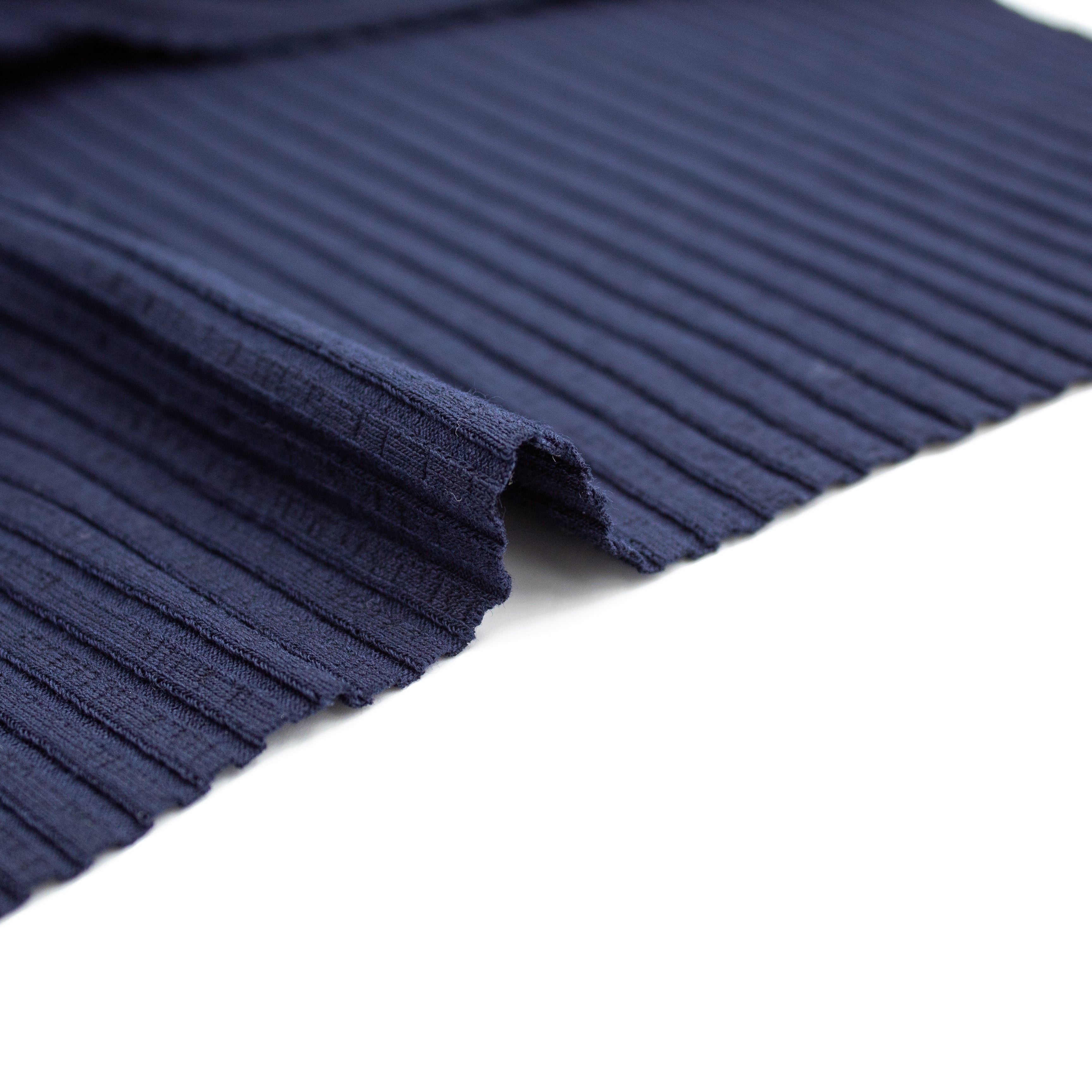 Lightweight Rayon Blend Ribbed Knit in Navy